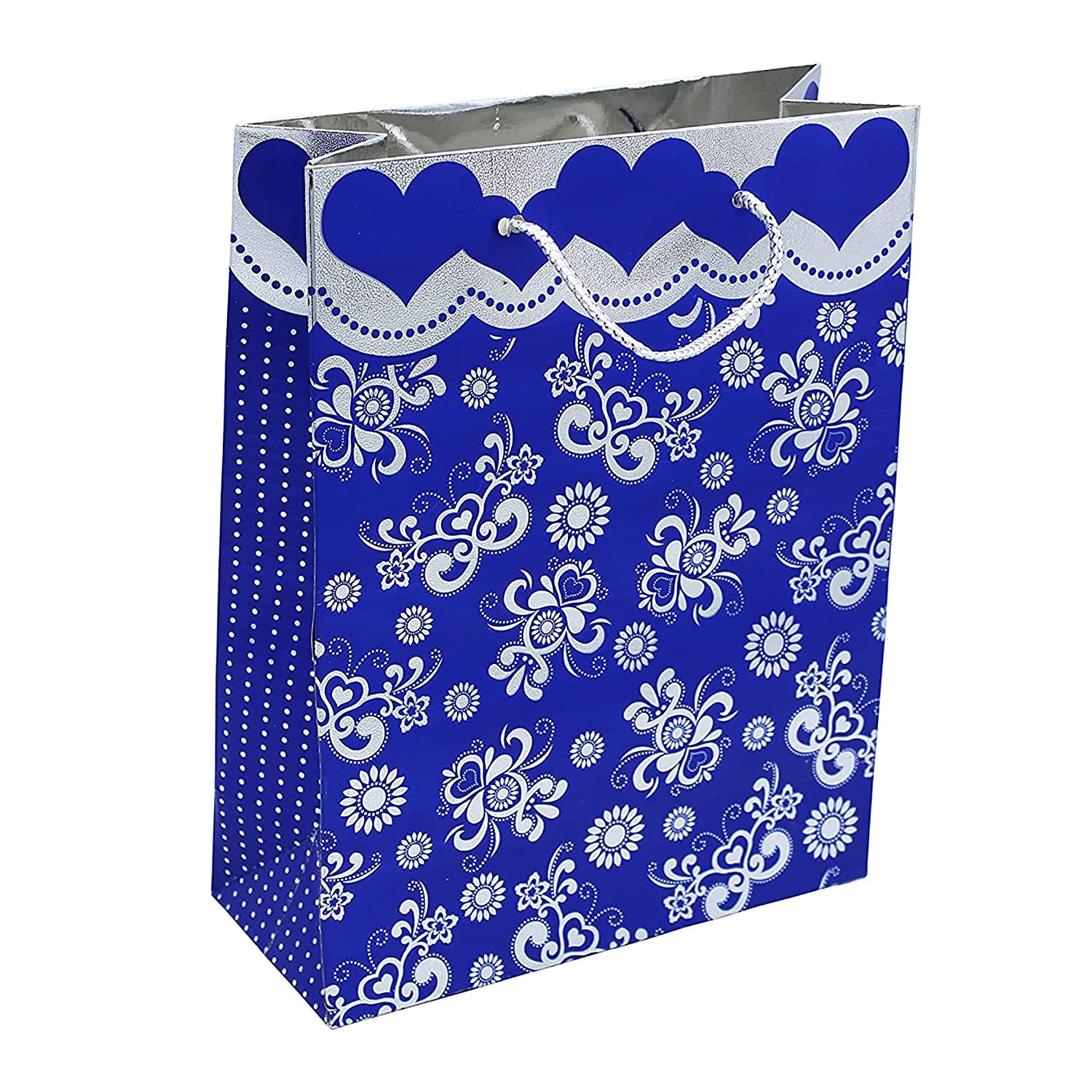 Blue Paper Shopping Gift Bags with Handles