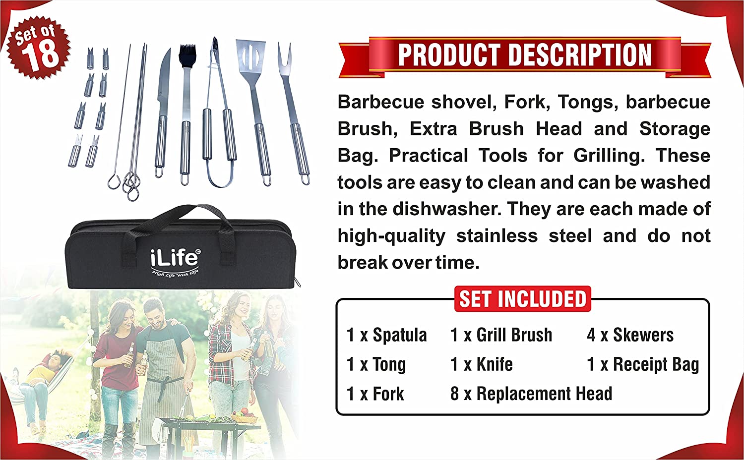  BBQ Tool; BBQ Set ; 18 piece BBQ