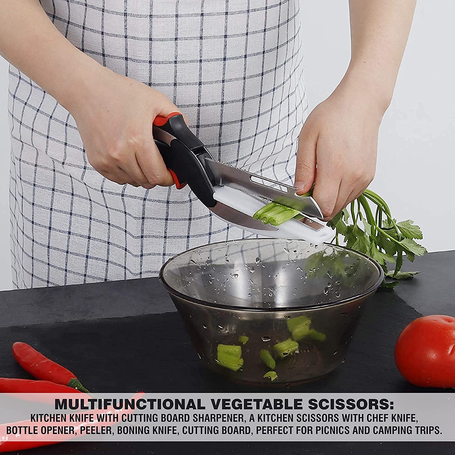 Kitchen Food Cutter- Kitchen Scissors 6 in 1 - Knife Sharpener and