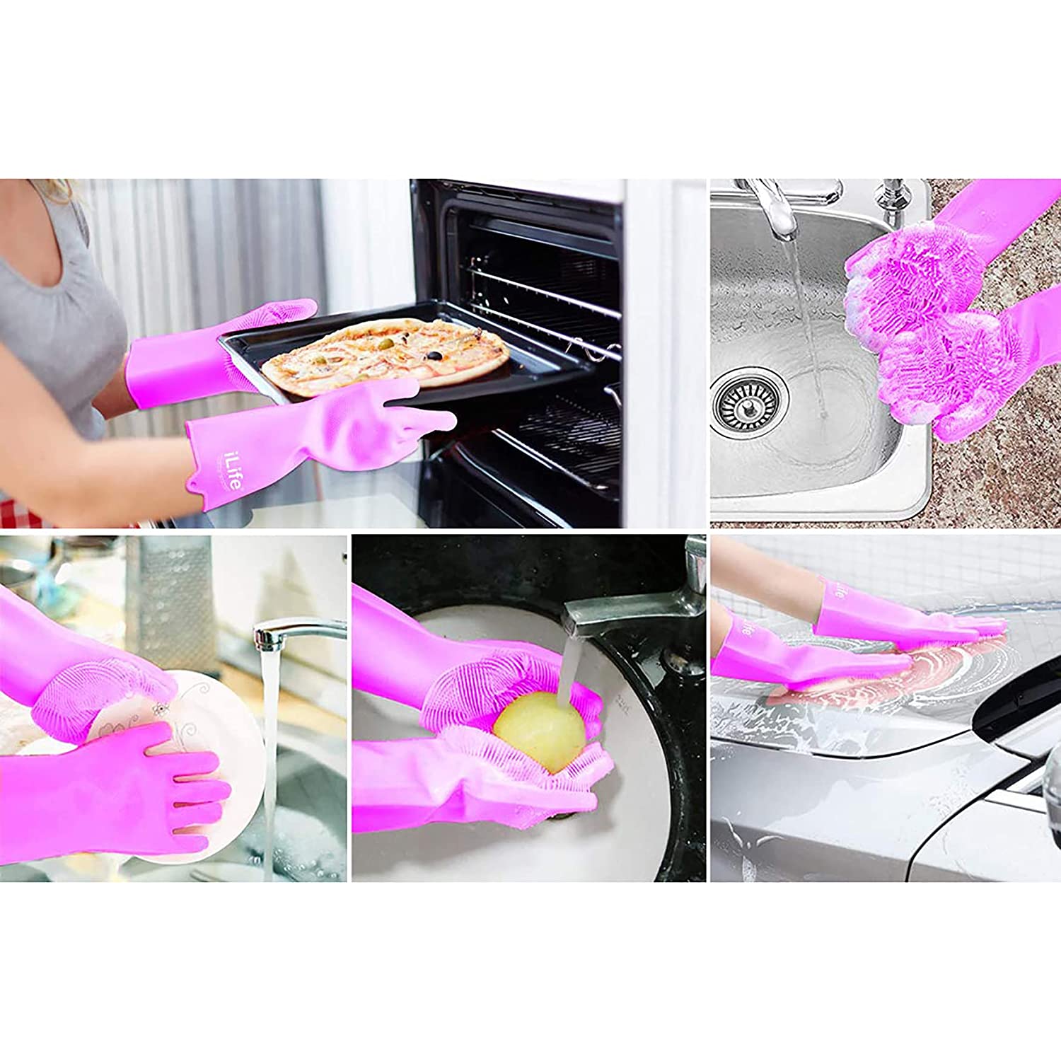  Silicone gloves; Scrub Gloves ; Bath Gloves ; pink scrub gloves