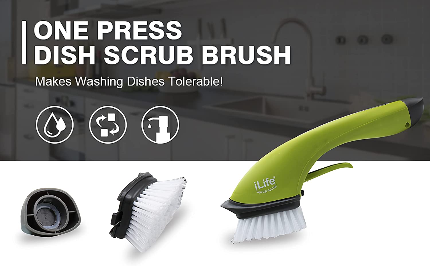 Soap Brush Kitchen, Dish Scrubber Brush with Soap Dispenser, Soap  Dispensing Dish Brush with 4 Replaceable Heads, Kitchen Soap Dispenser for  Dishes