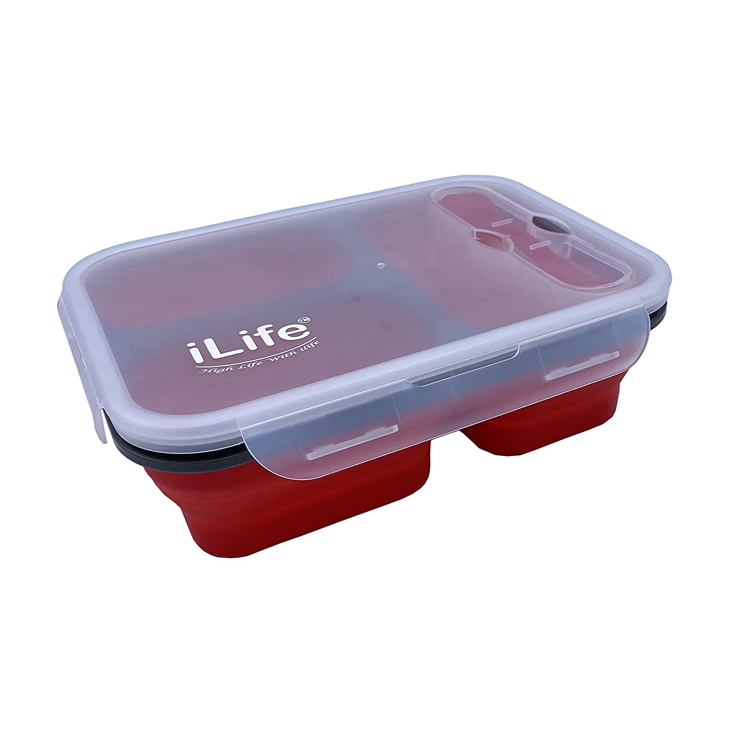 lunch box; expandable lunch box; collapsible lunch box; 3 compartment lunch box