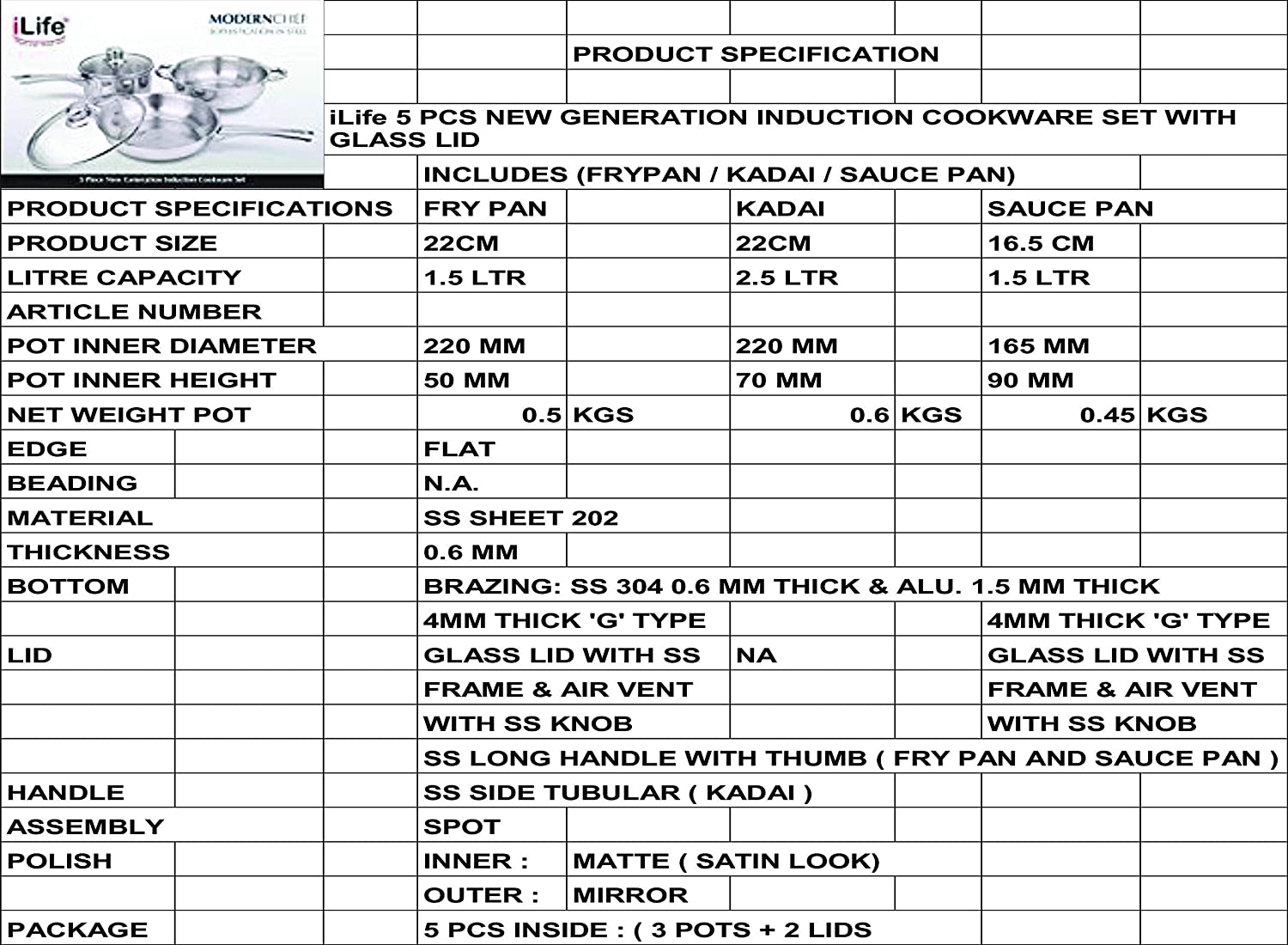  Casserole ; cookware; kitchen set