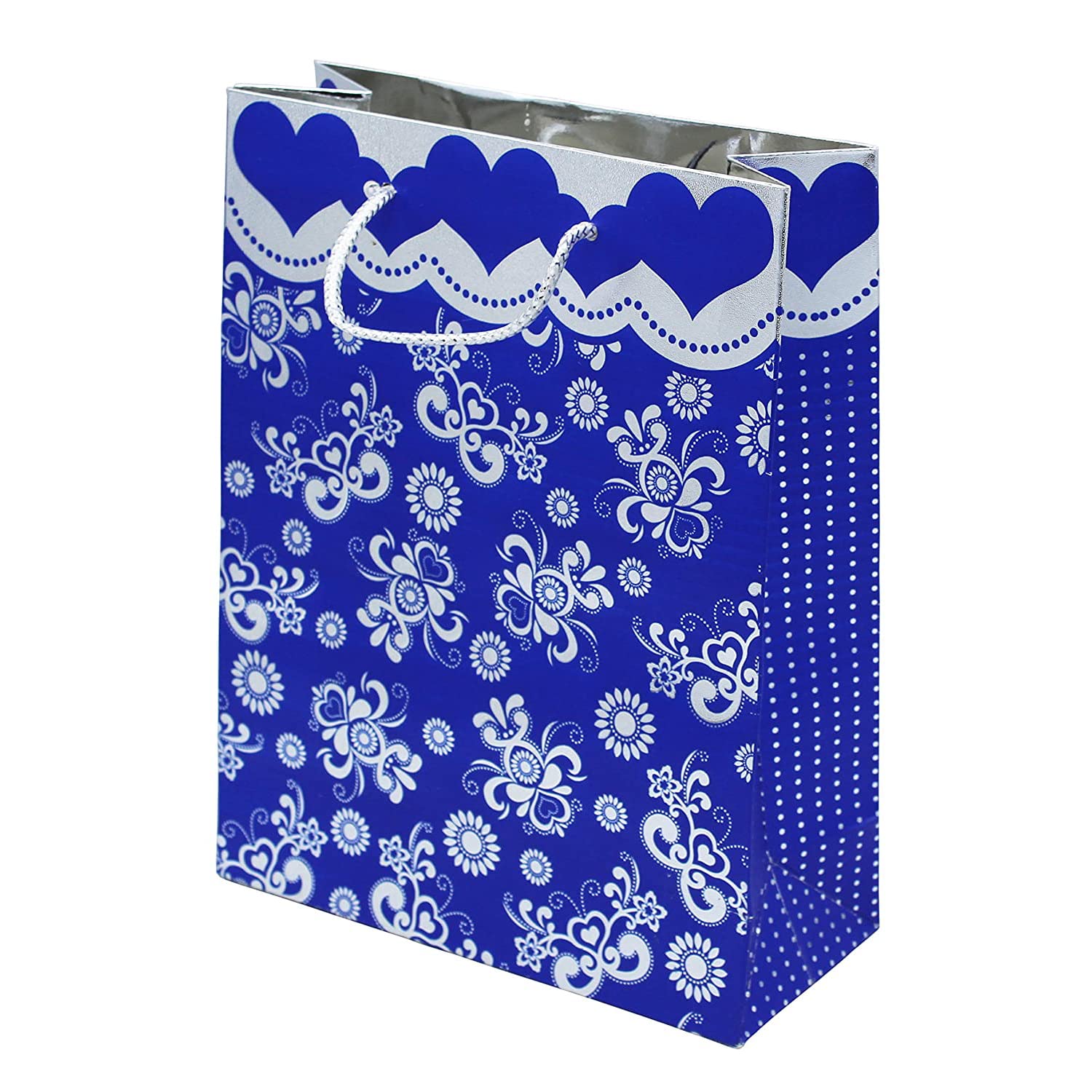 Blue Paper Shopping Gift Bags with Handles