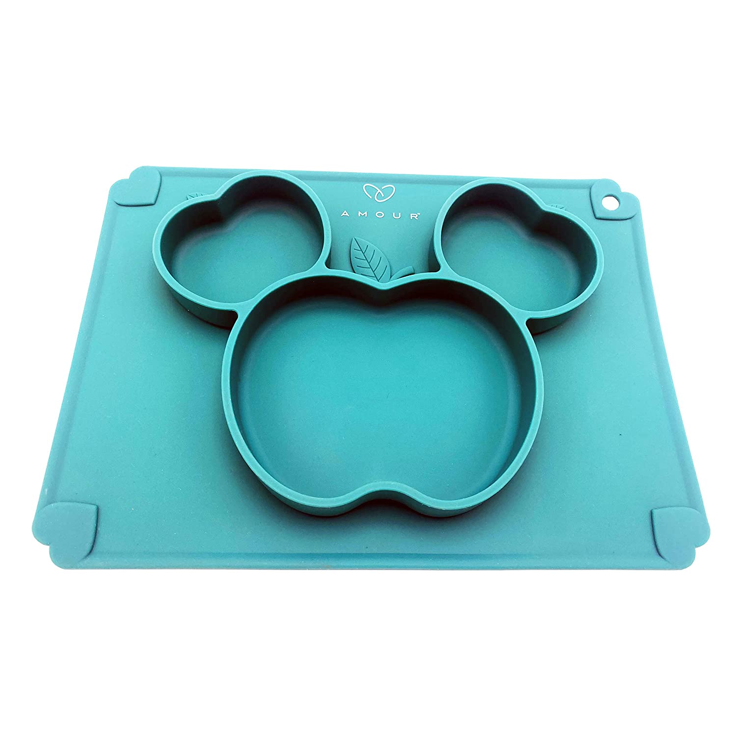 Amour Silicone Grip Self Feeding Dish, Suction Plate, Baby Toddler Plate (Green)